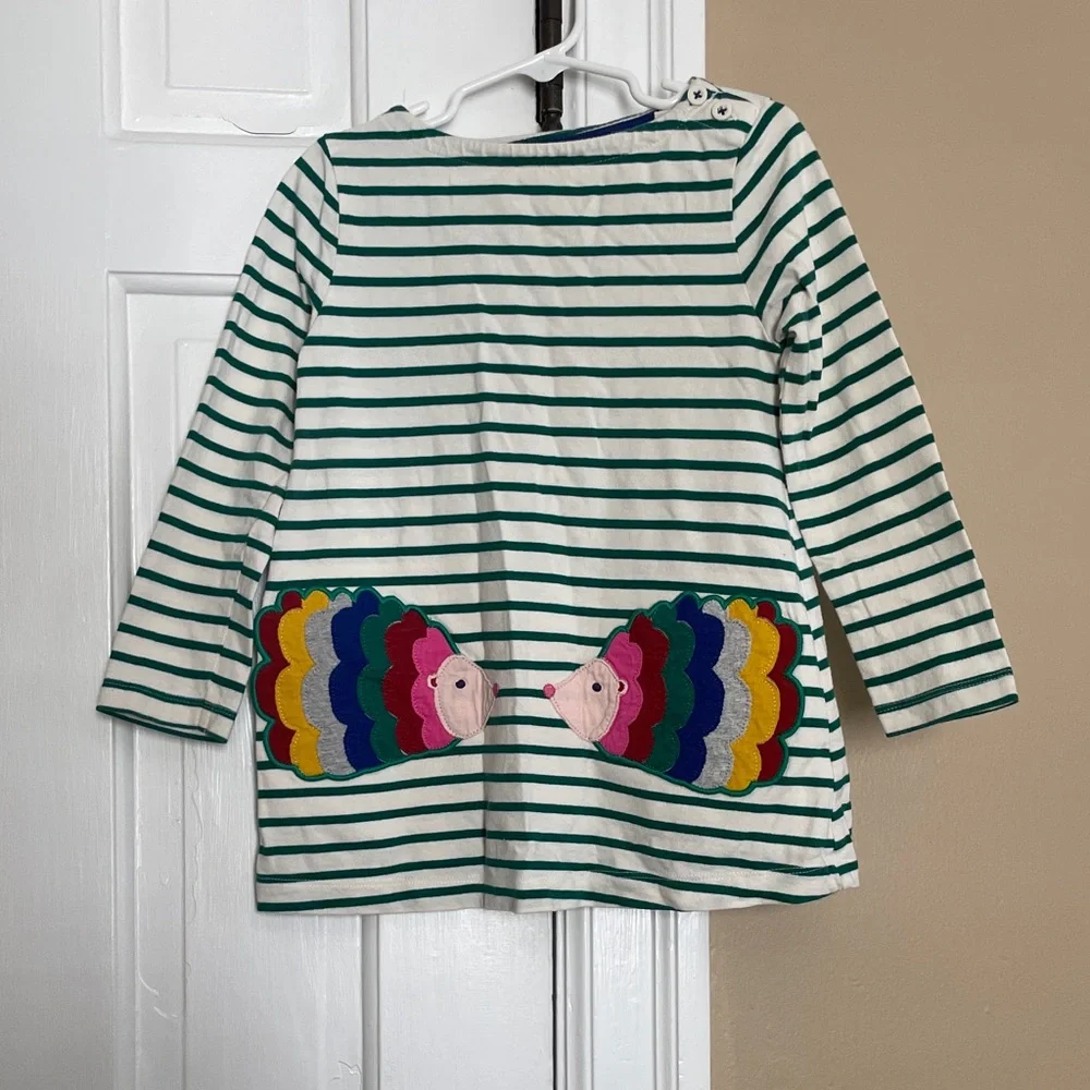 Mini Boden Long Sleeve Dressed with Hedgehog Patch Pockets - Picture 1 of 5
